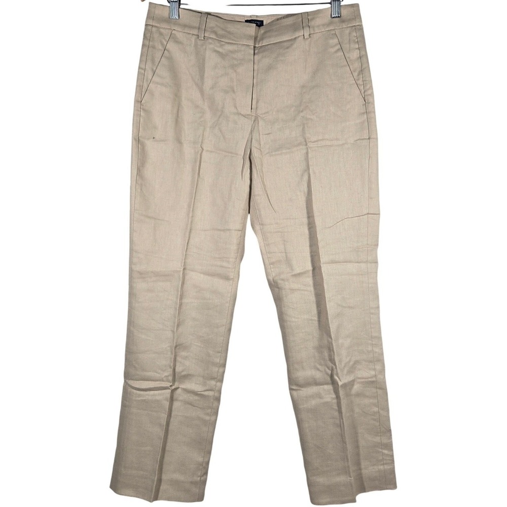 J. Crew Factory Kallie stretch linen-blend straight-leg pant 10